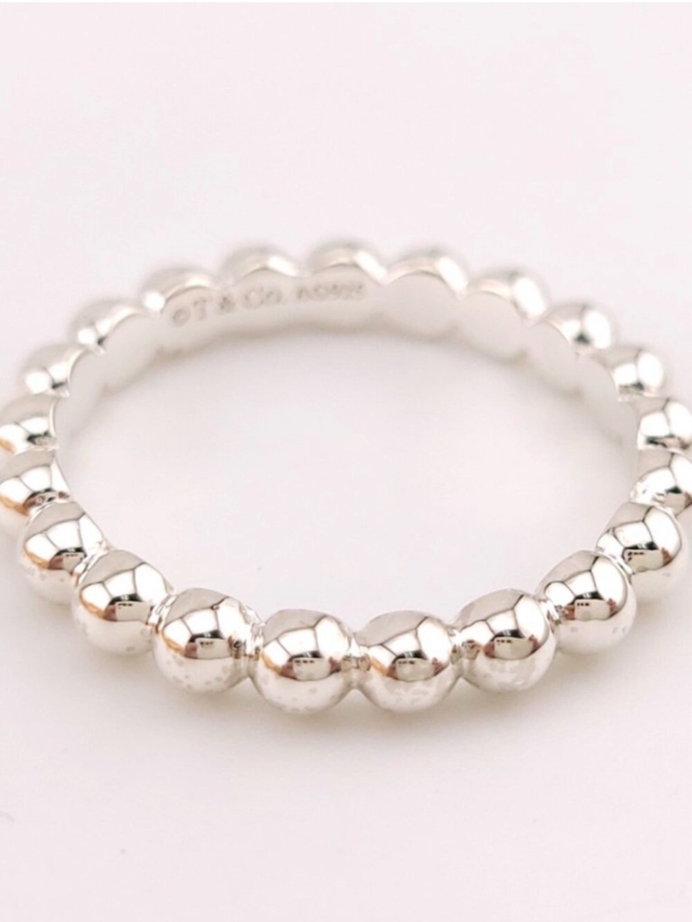 Tiffany & Co. Silver Ziegfeld Bead Ring. Size 6